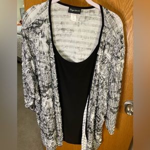 Maggie Barnes top. The shell is sewn into the shirt. look like a two piece set.